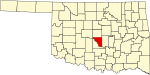 Map of Oklahoma highlighting Cleveland County